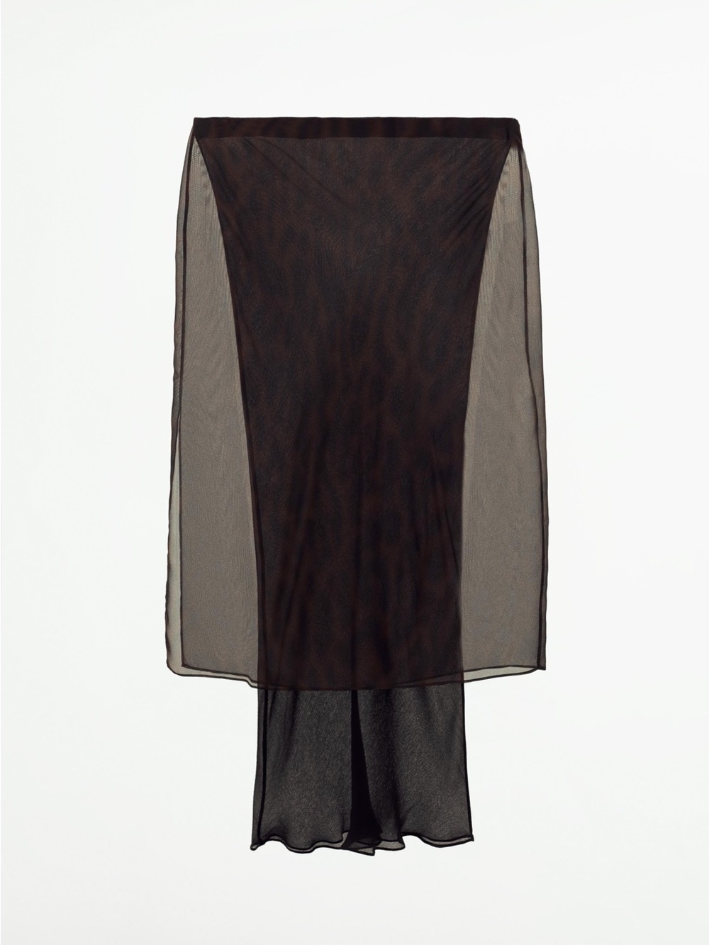 Zara NWT ZW COLLECTION leopard print mesh organza double layer effect midi skirt - Picture 2 of 5